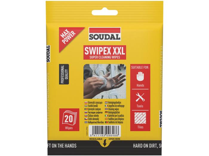 PUHDISTUSLIINA SOUDAL SWIPEX XXL 20KPL VALKOINEN