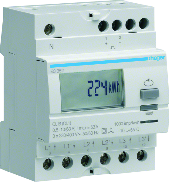 hager Energiamittari hager ec352 3v 2t 63a imp. lk1