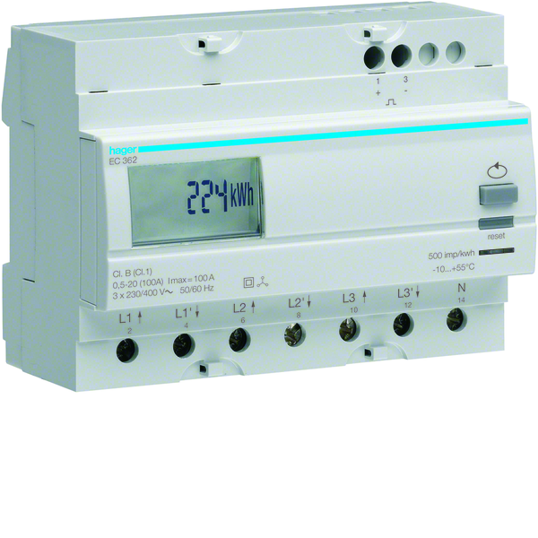 hager Energiamittari hager ec362 3v 2t 100a imp. lk1