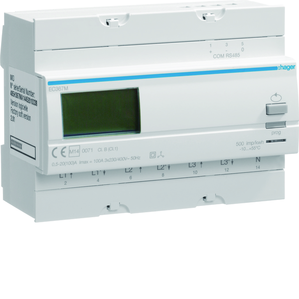 hager Energiamittari ec367m 3v 100a modbus mid lk1