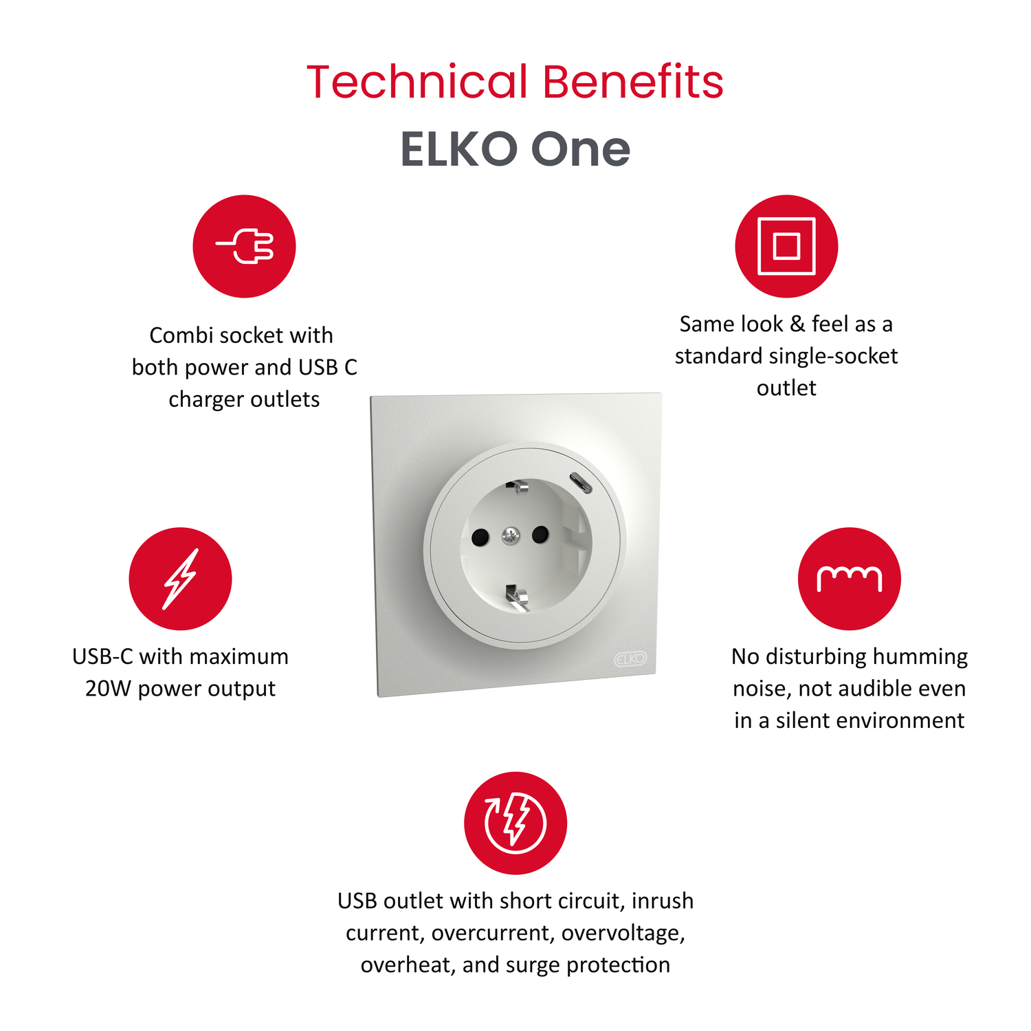 schneider electric Elko one enkel stikk med usb c pd lader rh