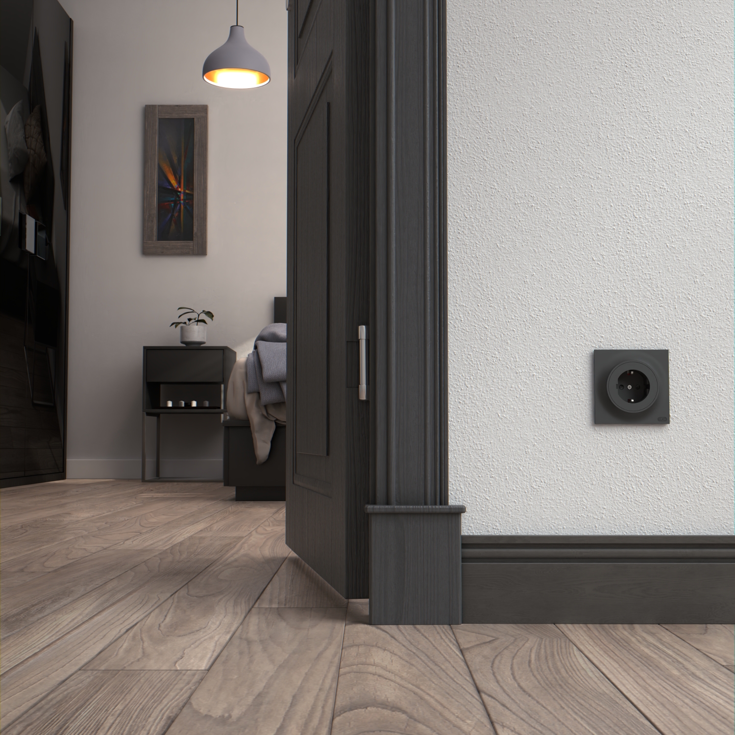 schneider electric Elko one enkel stikk med jord hklm sort