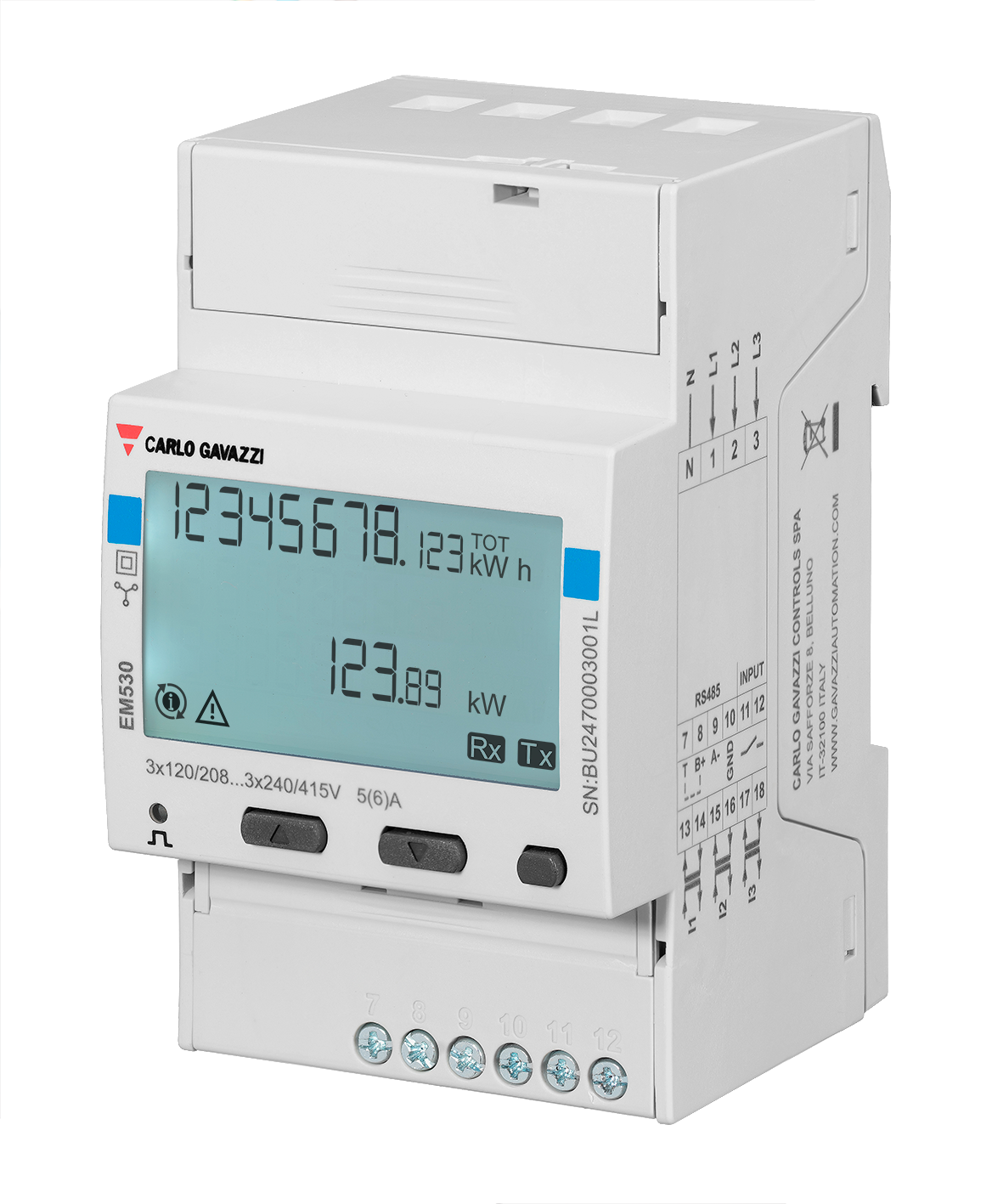 Måler 3-fase Rogowski med RS485 Modbus