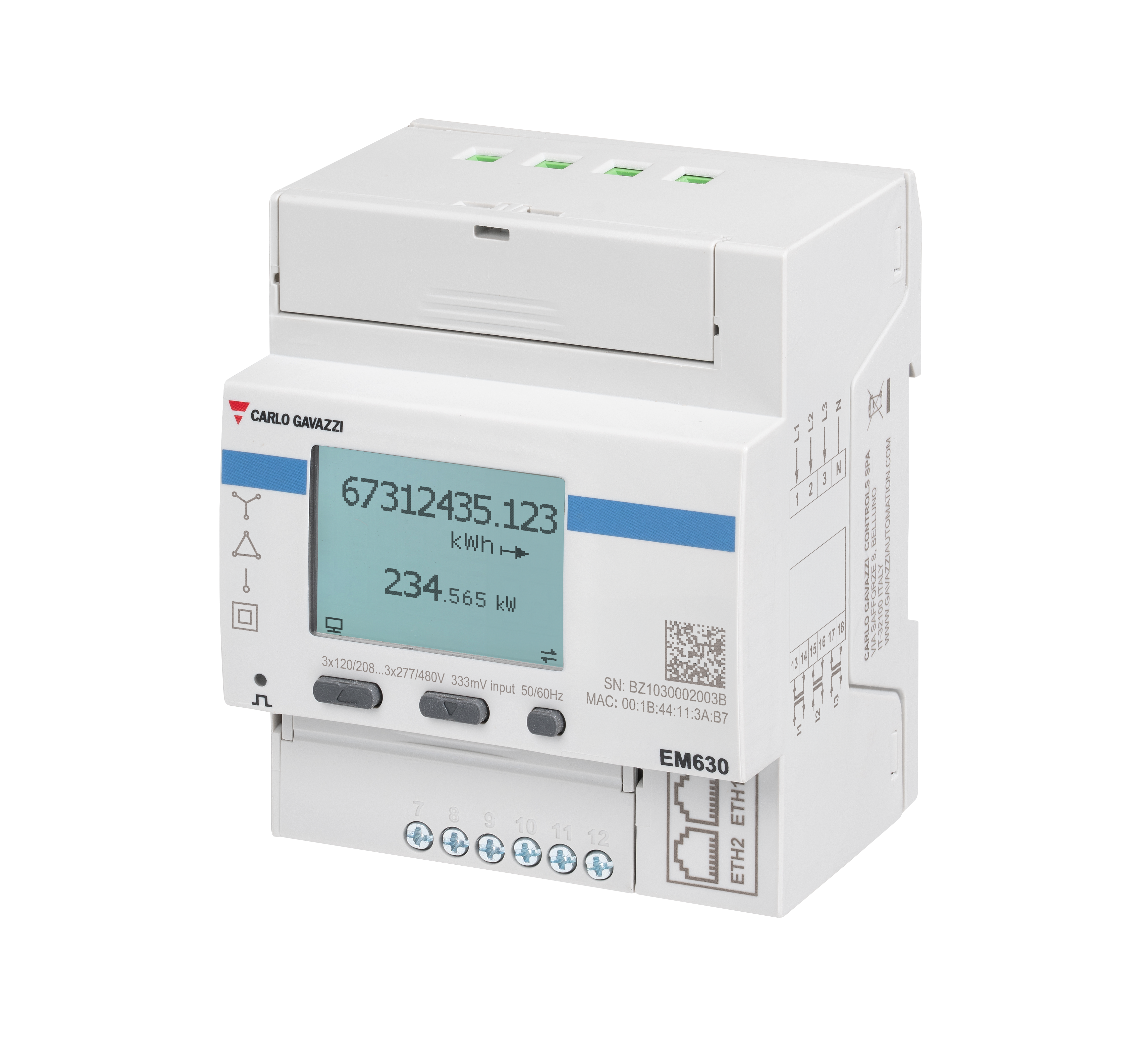 Energi-/forbruksmåler 3f, 333mV Ethernet