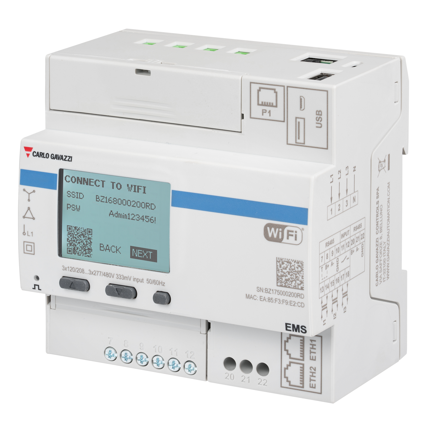 Energilogger med webserver 3-fase 333mV