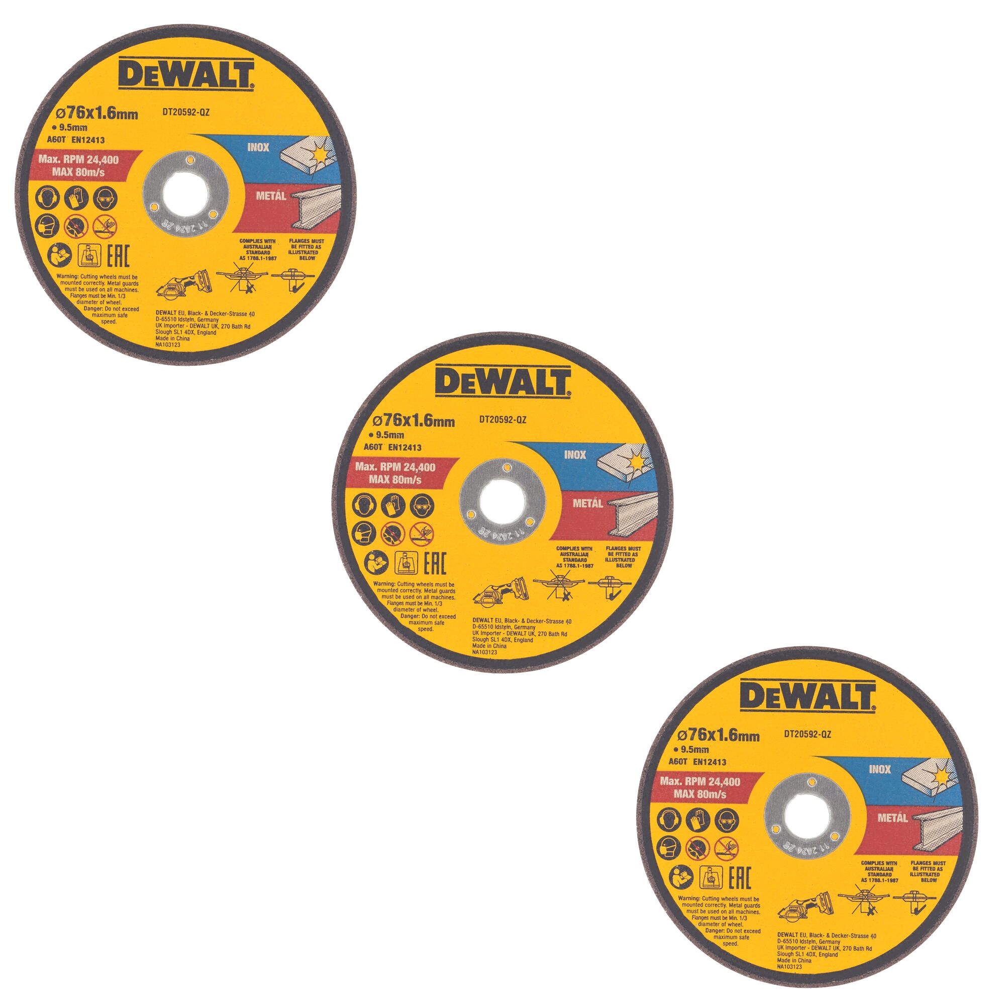 ABRASIVE CUTTING WHEELS DEWALT 76MM 3 PCS