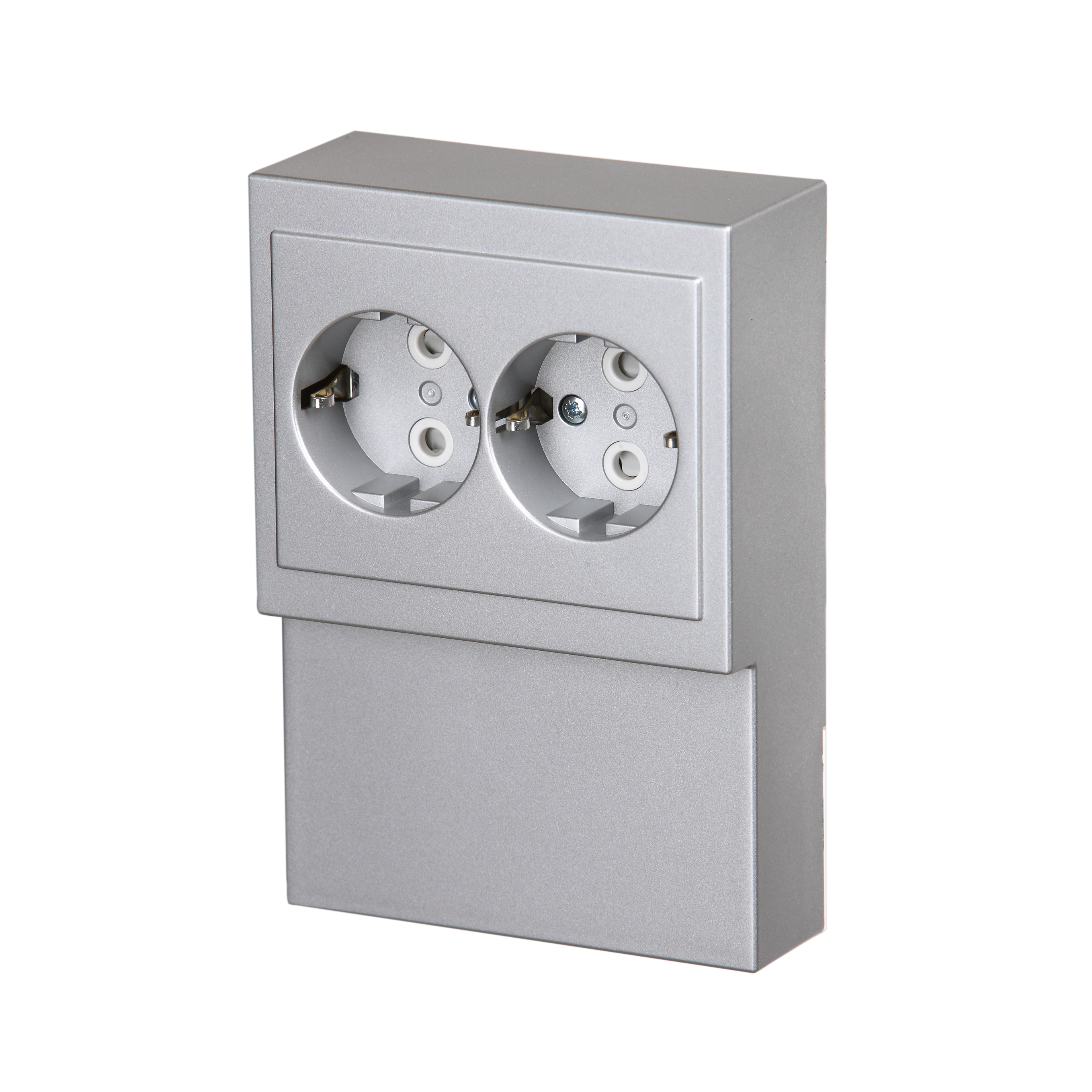 SOCKET OUTLET SCHUKO 2-G SCREWLESS LATH, ALU