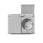 SOCKET OUTLET Schuko 2-g,IP21 with lid, alu