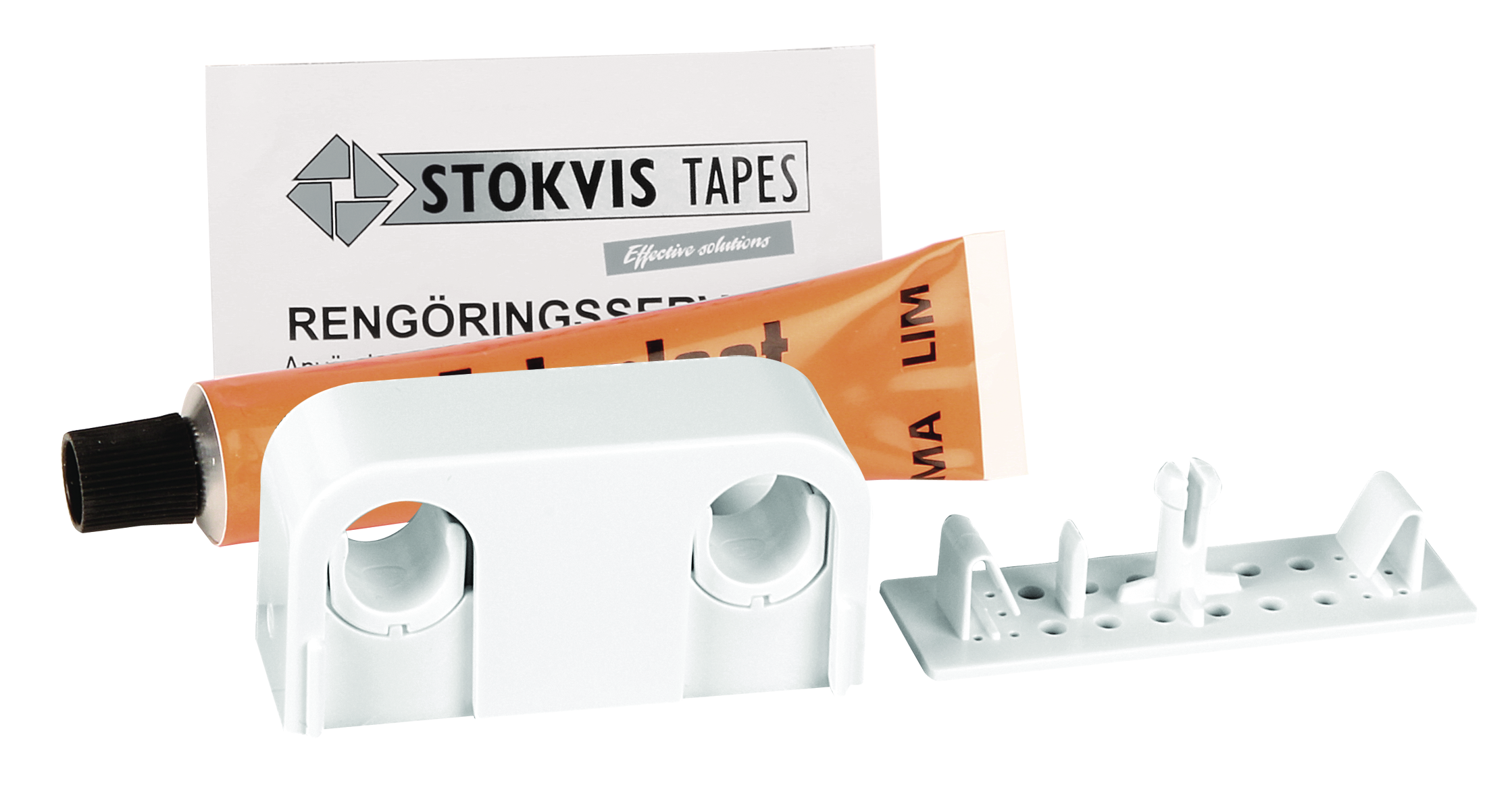 faluplast Rörklamma med lim dubbel 12/15/16mm vit 5st