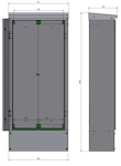 Veggskap, h1355xb585xd275mm, IP34, alu