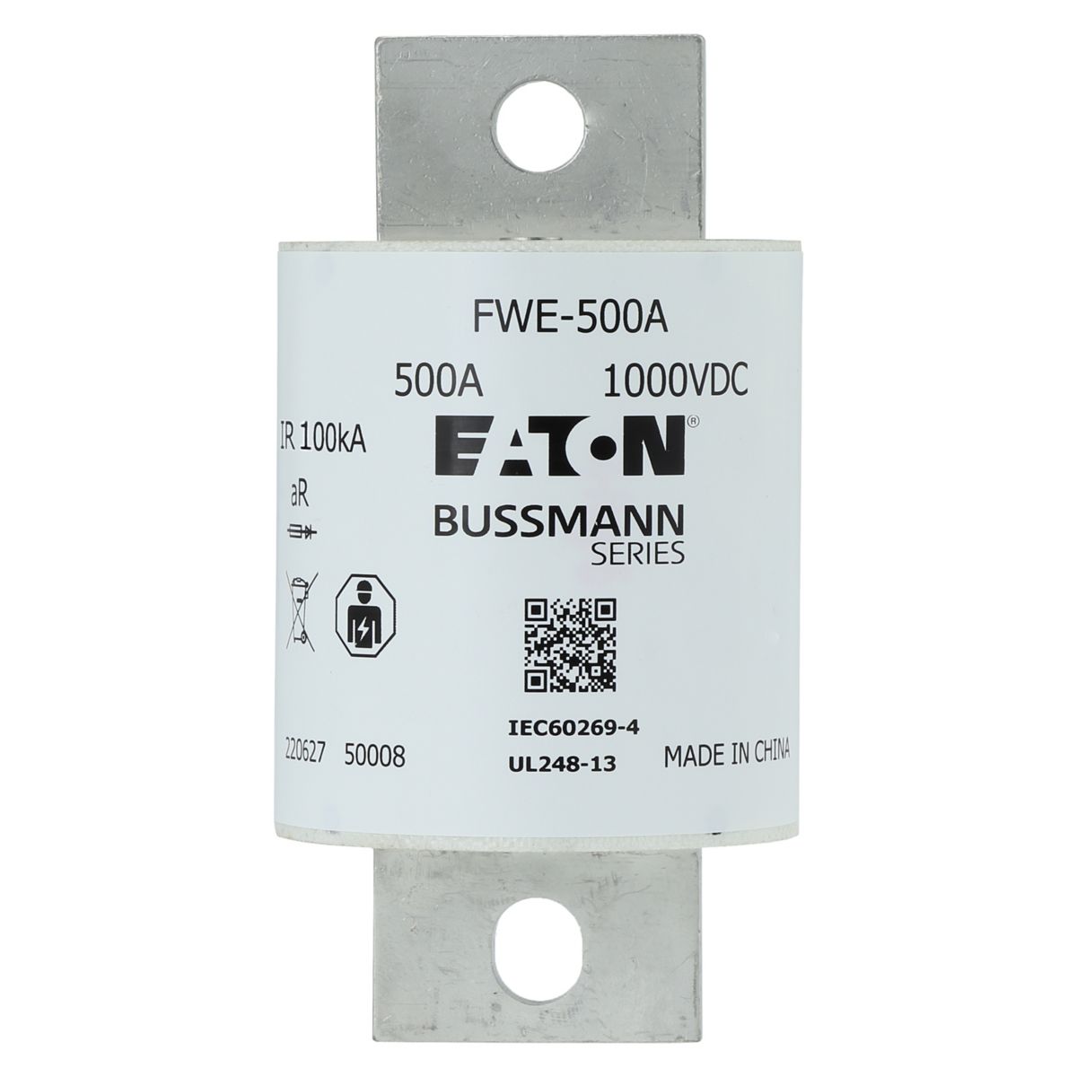 Sikring 1000VDC 500A IEC/UL 500A aR 60mm rund