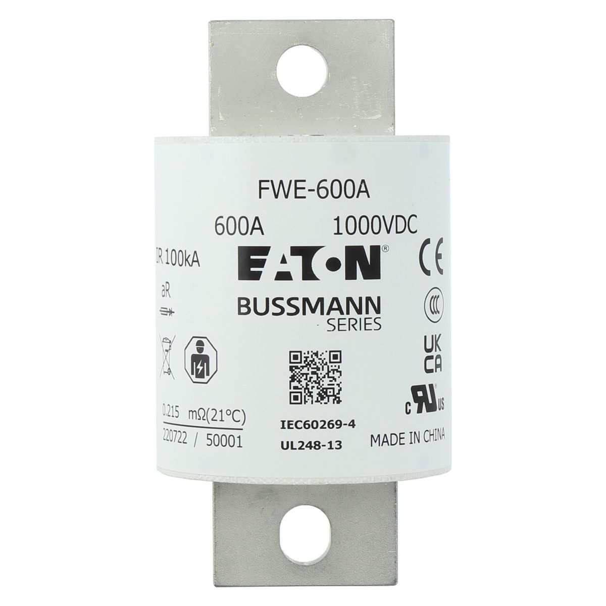 Sikring 1000VDC 600A IEC/UL 600A aR 60mm rund