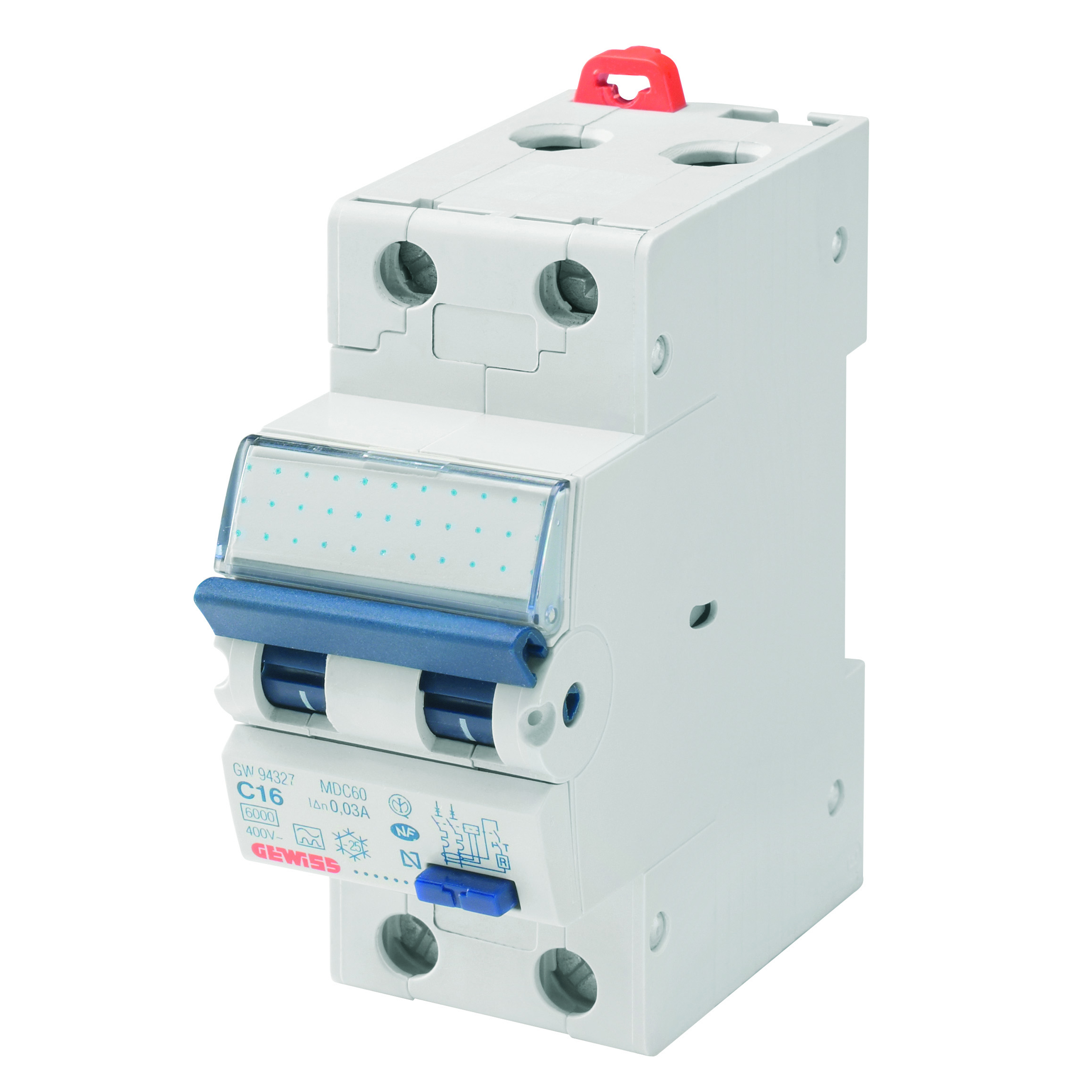 Jordfeilautomat mdc, c, 30ma, 15a, 2p, 10ka, 2 mod