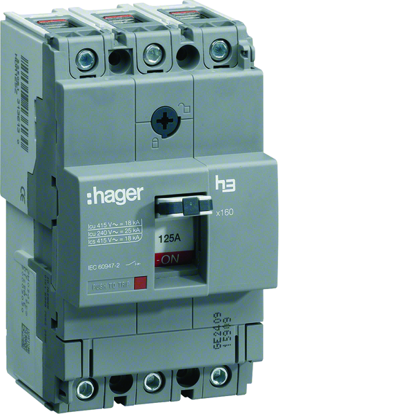 hager Moulded case circuit breaker 3p 63-80-100a 25ka tm adj/fix