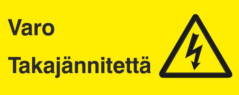 VARNINGSSKYLT VARO TAKAJÄNNITETTÄ