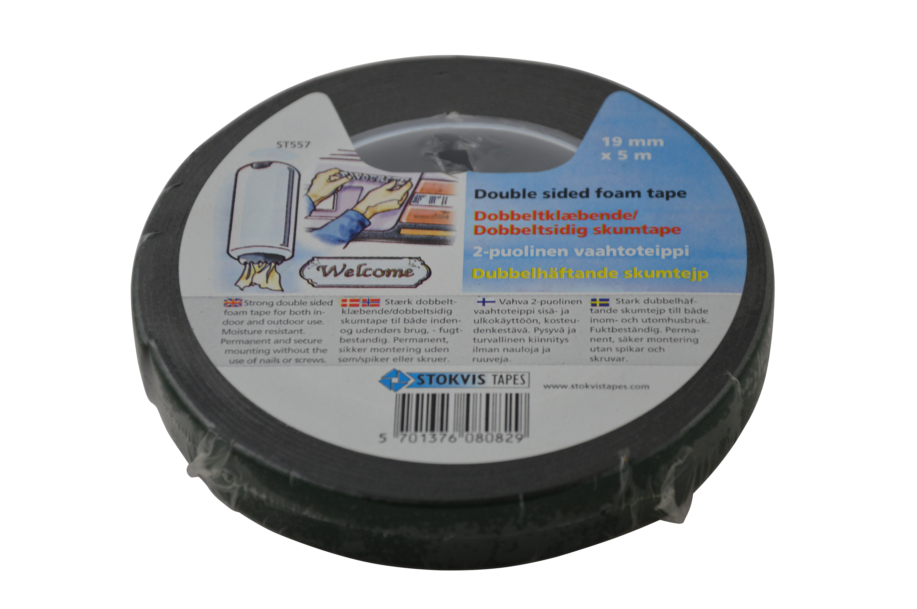 DOUBLE SIDED FOAM TAPE 19mm x 5m OUTDOOR USE
