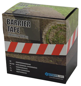 stokvis tapes Warning line 70mmx100m red/white (no glue)