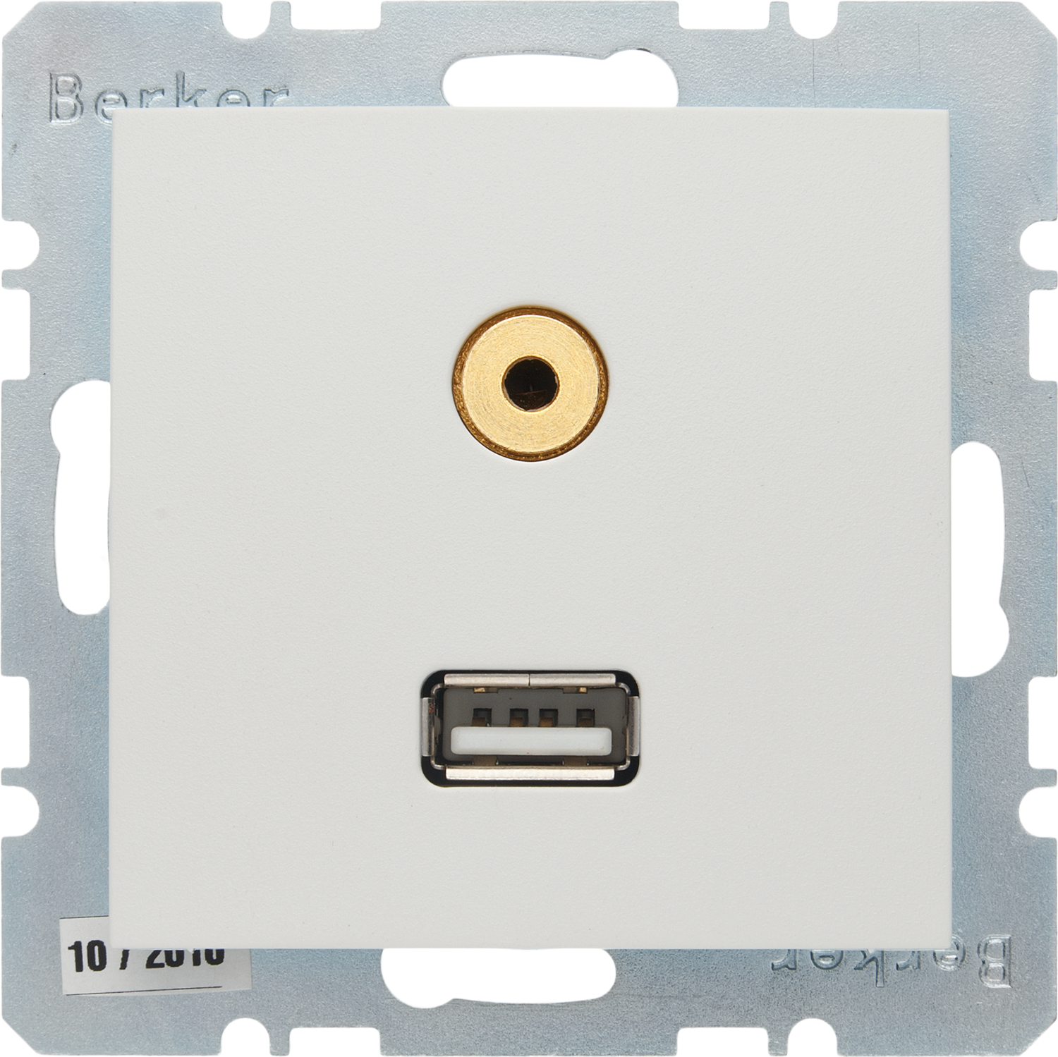 hager Usb/audio socket outlet usb/3.5mm audio uk white