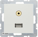 USB/AUDIO SOCKET OUTLET USB/3.5mm AUDIO UK WHITE
