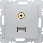 USB/AUDIO SOCKET OUTLET USB/3.5mm AUDIO UK ALU