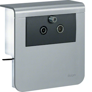 hager Antenna outlet plinth sl20080 tv+r cont/end alu