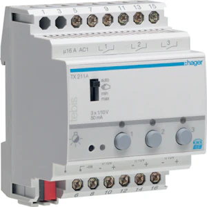 hager Bryt-/dimmeraktor 3 utg 1-10v