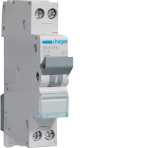 hager Mcb mln516e 1+n 16a curve c 1m 6ka