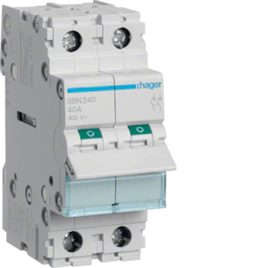 hager Load break switch lever sbn240 0-1 2p 40a 400vac din