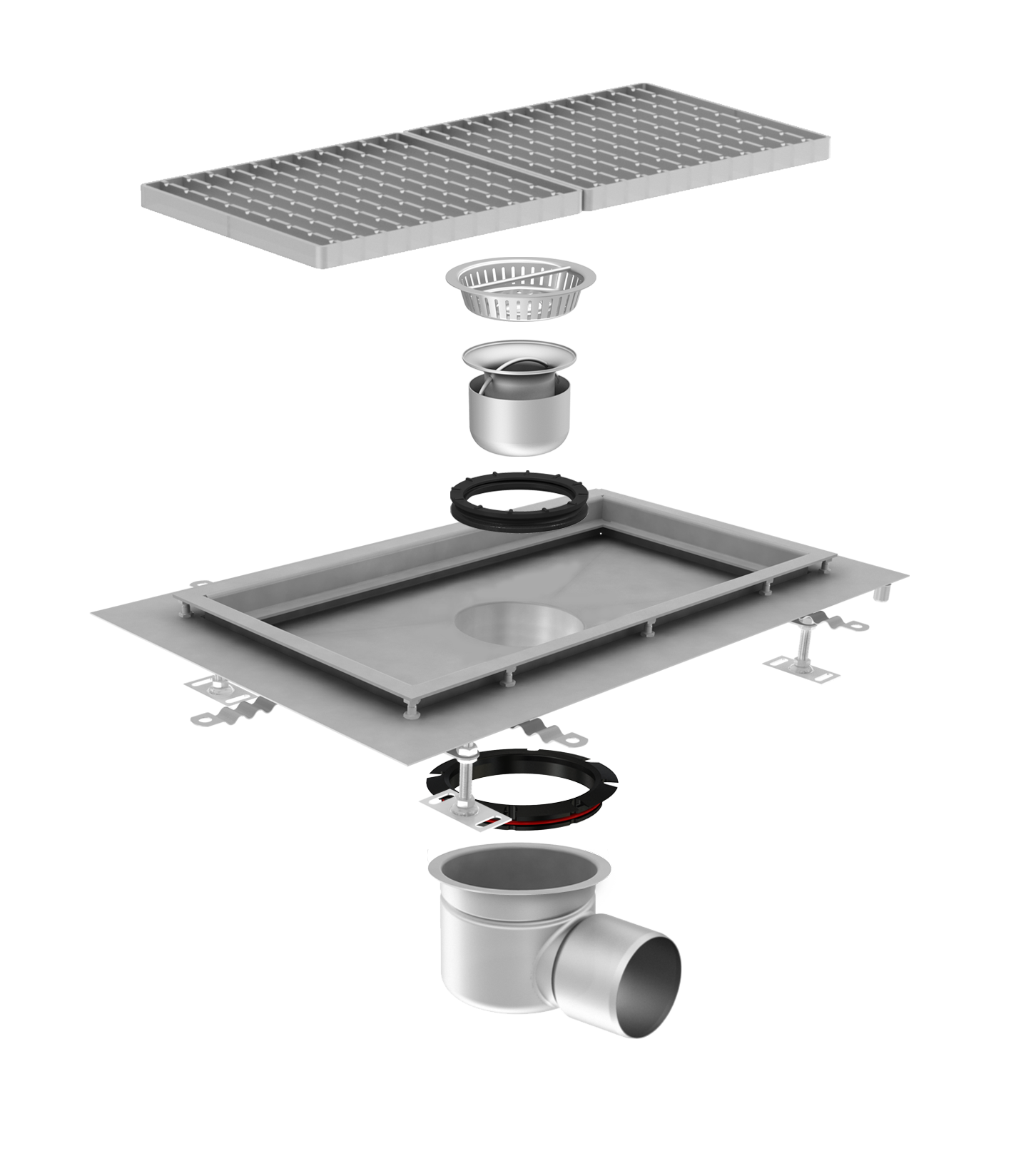 aco Floor drain tray horizontal dn70 aisi 304 600x1200 tile