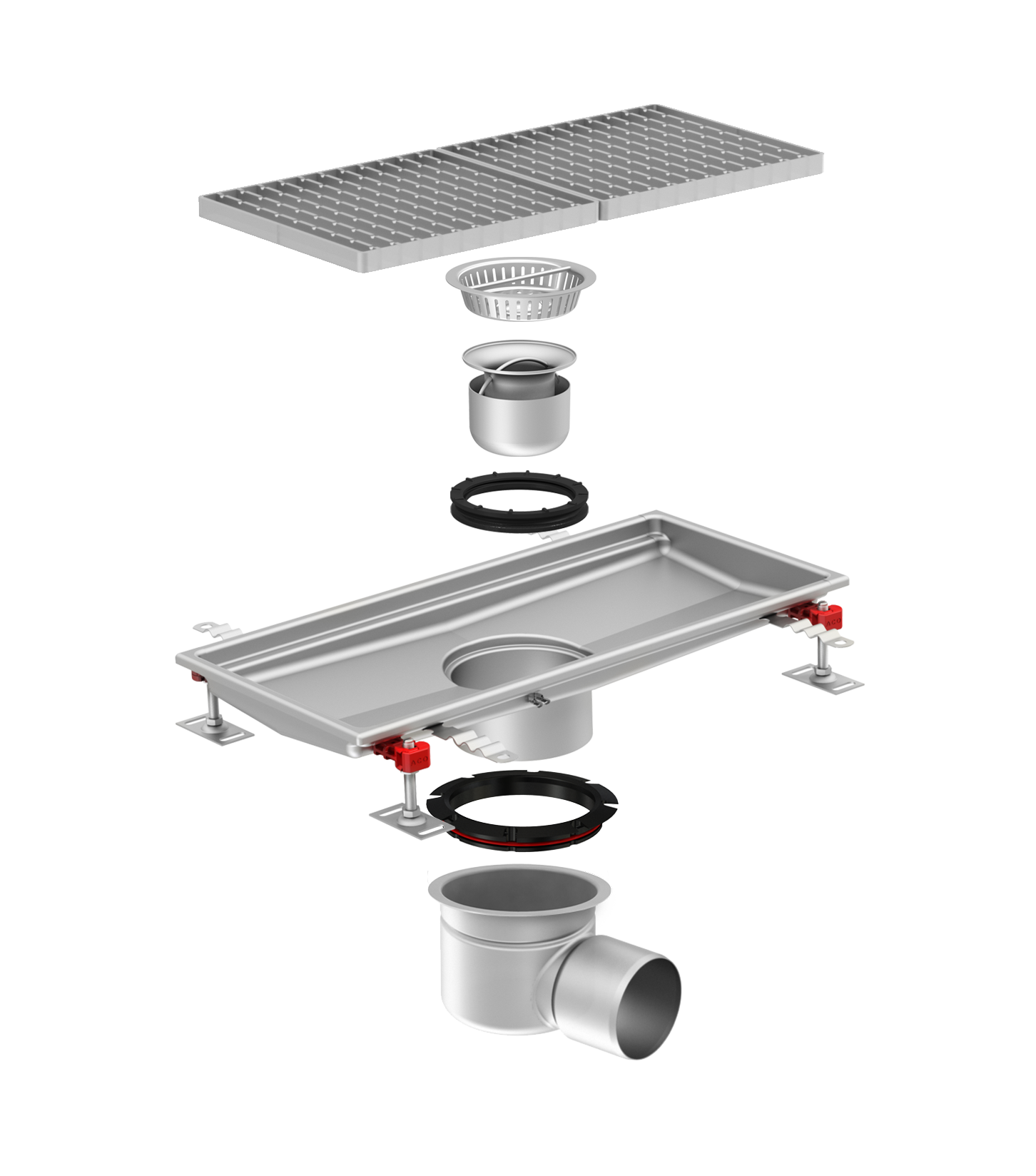 aco Floor drain tray horizontal dn100 aisi 304 600x1200 conc/