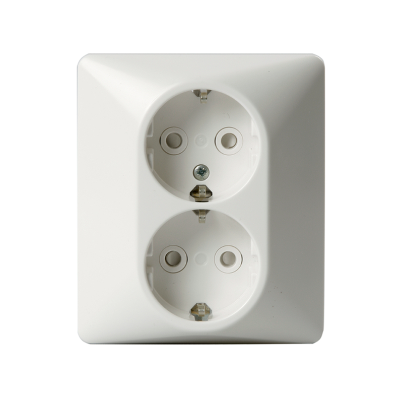 SOCKET OUTLET JUSSI SCHUKO 2-G, IP21, 50PC