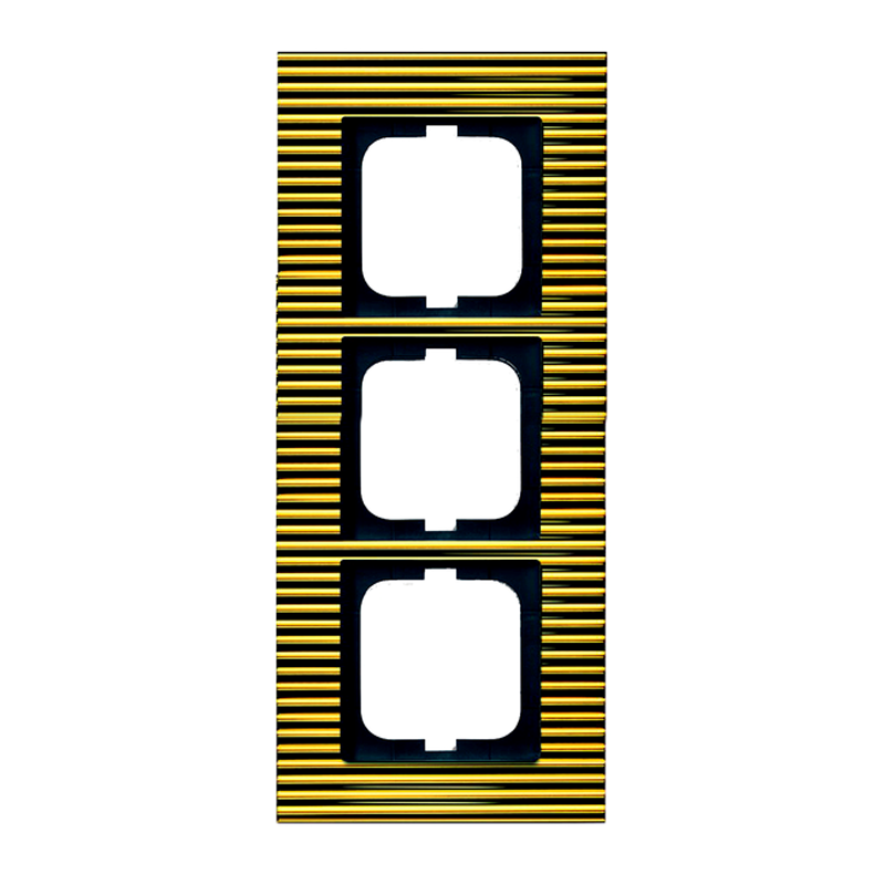 abb Cover frame 3-gang,85mm,vert,gold,carat