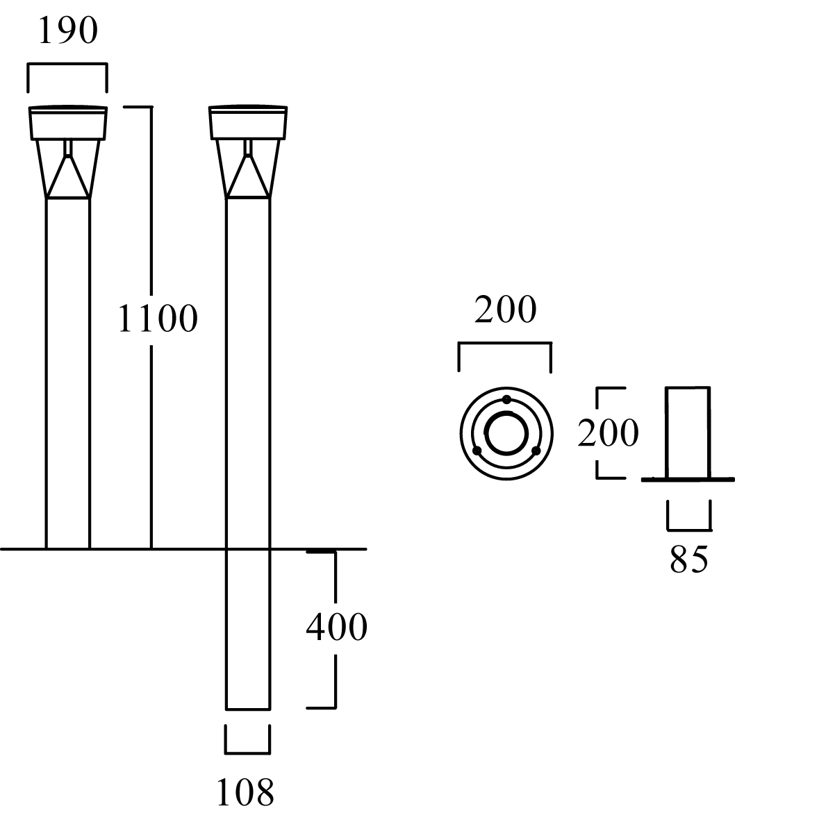 fagerhult Pole mount. luminaire 300946 21w led ecg ant