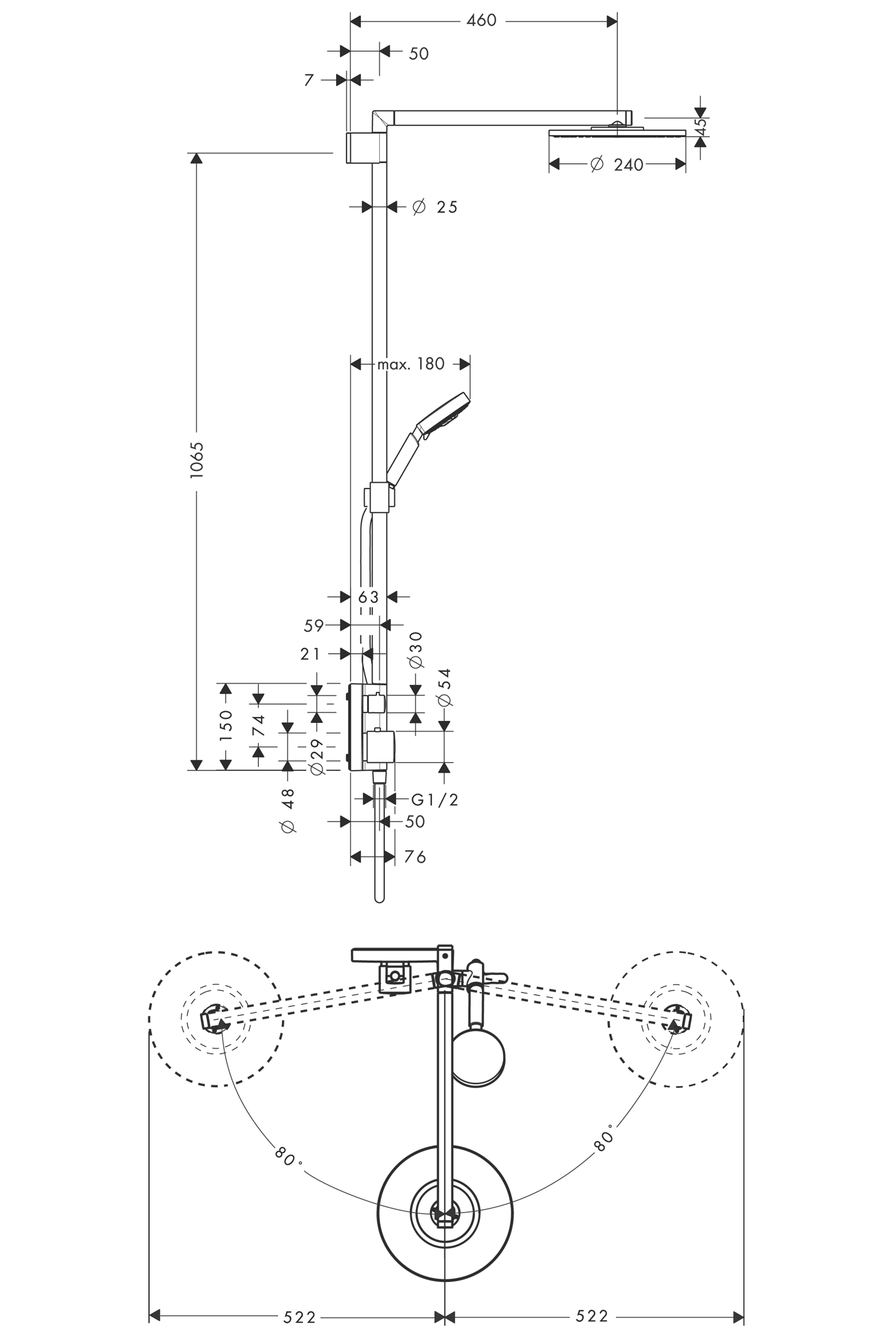 hansgrohe Suihkuhana hansgrohe 27145000 showerpipe air 240