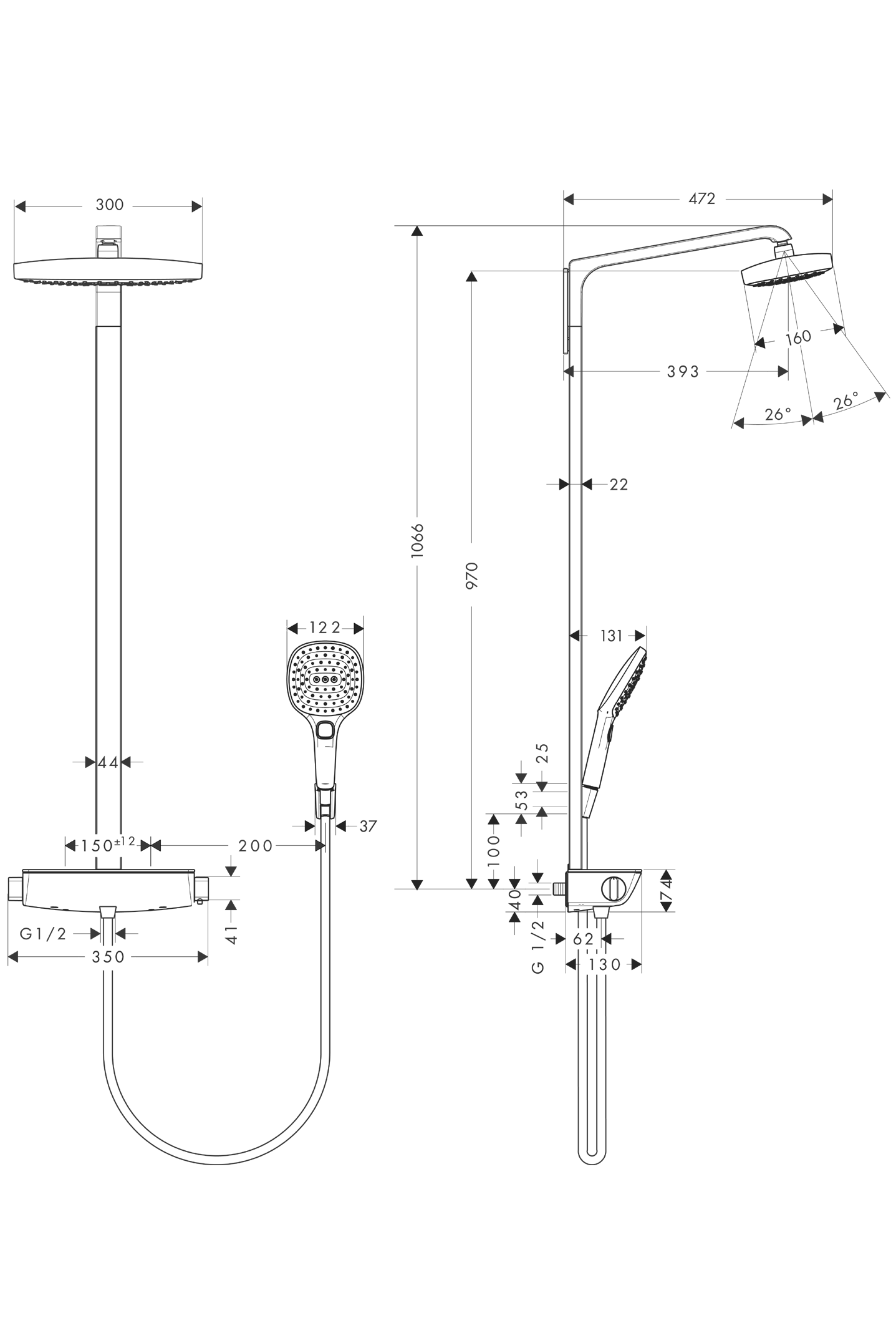 hansgrohe Shower mixer hansgrohe 27128400 raindance select e300