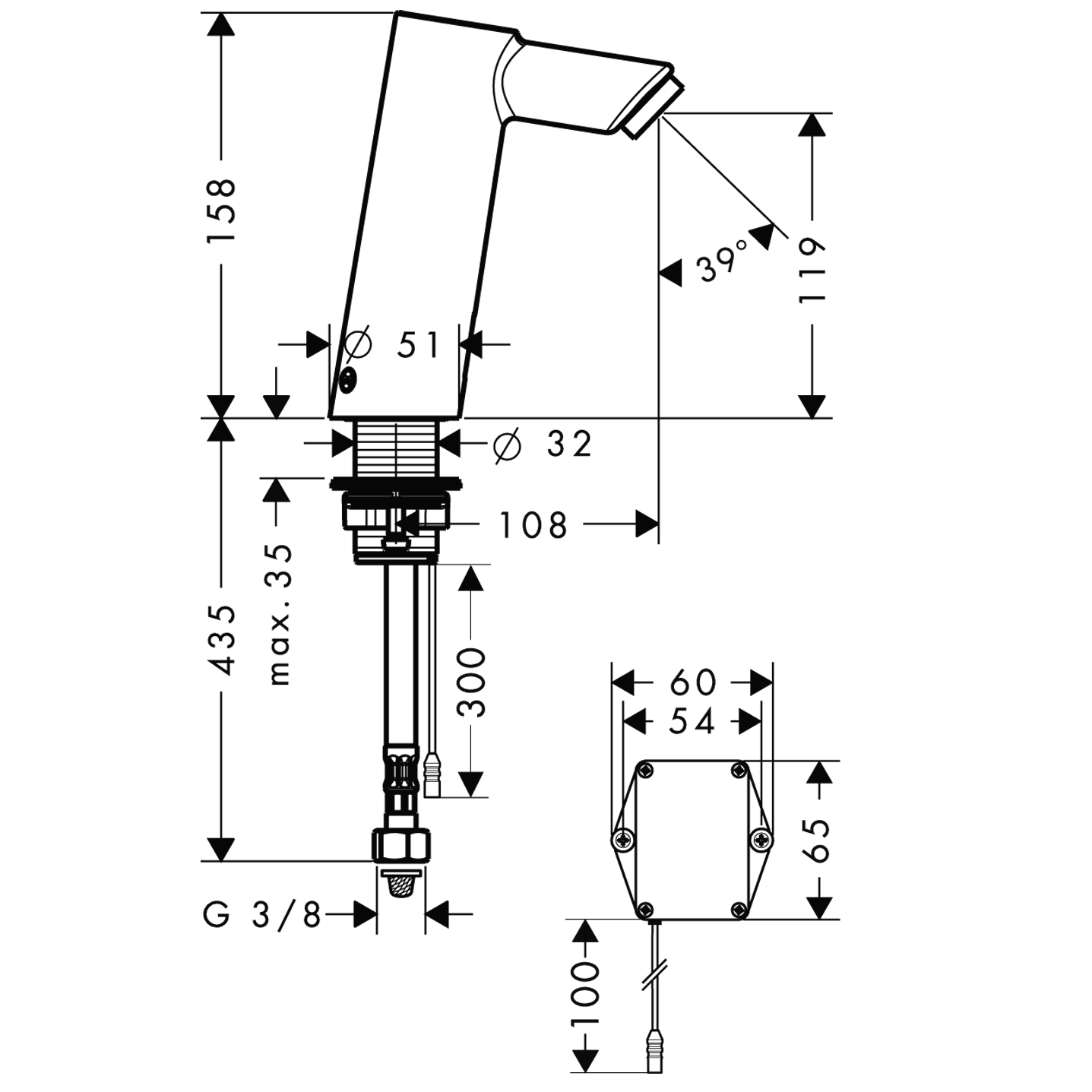 hansgrohe Hansgrohe talis s2 elek6v 32111 talis s2 elektr basin