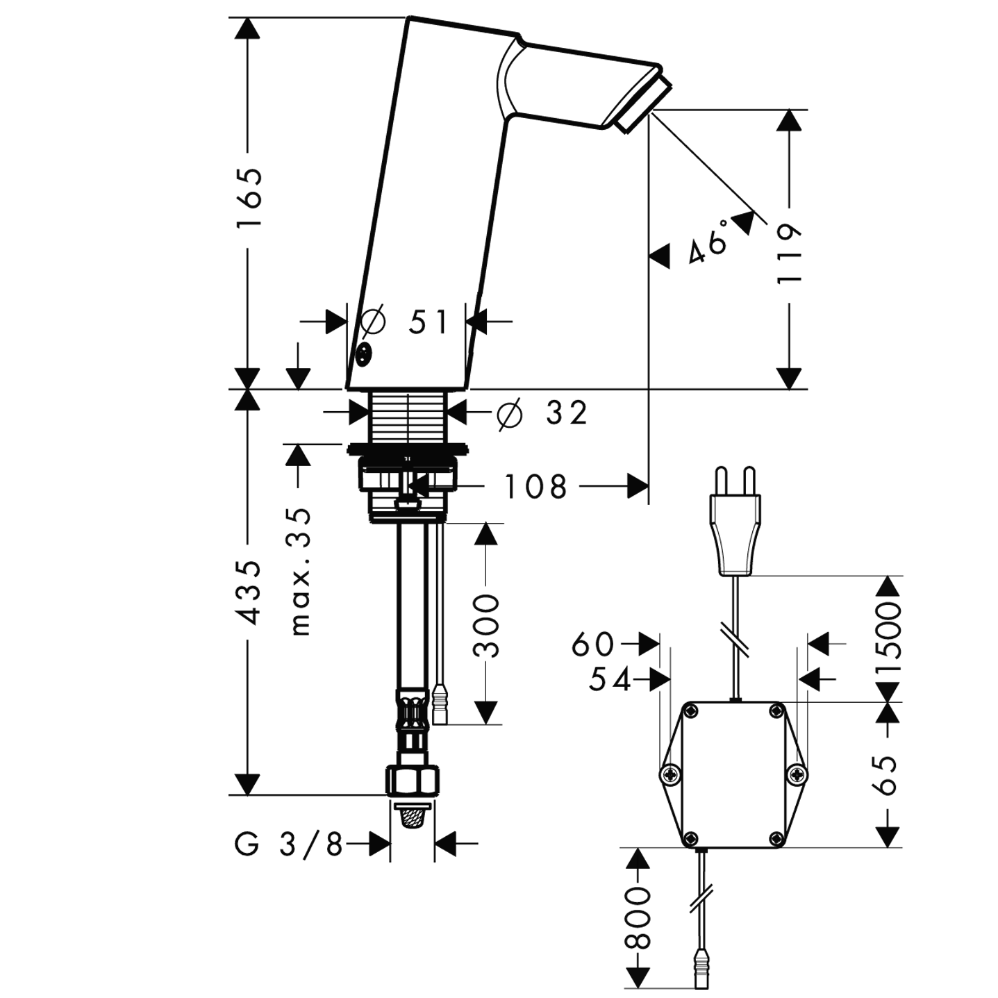undefined Hansgrohe talis s2 elek23 32113 talis s2 elektr basin
