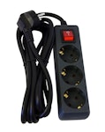 EXTENS.CORD EARTHED 3-WAY SWITCH 3M BLACK OPAL