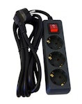 EXTENS.CORD EARTHED 3-WAY SWITCH 3M BLACK OPAL