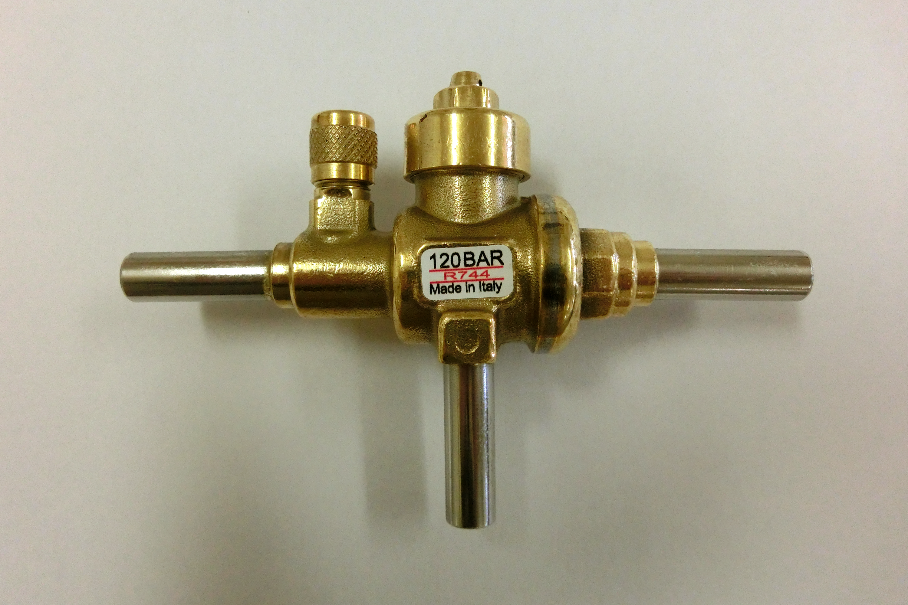 refrigera Ball valve co2 3-way 3/4 120bar k65 schrader