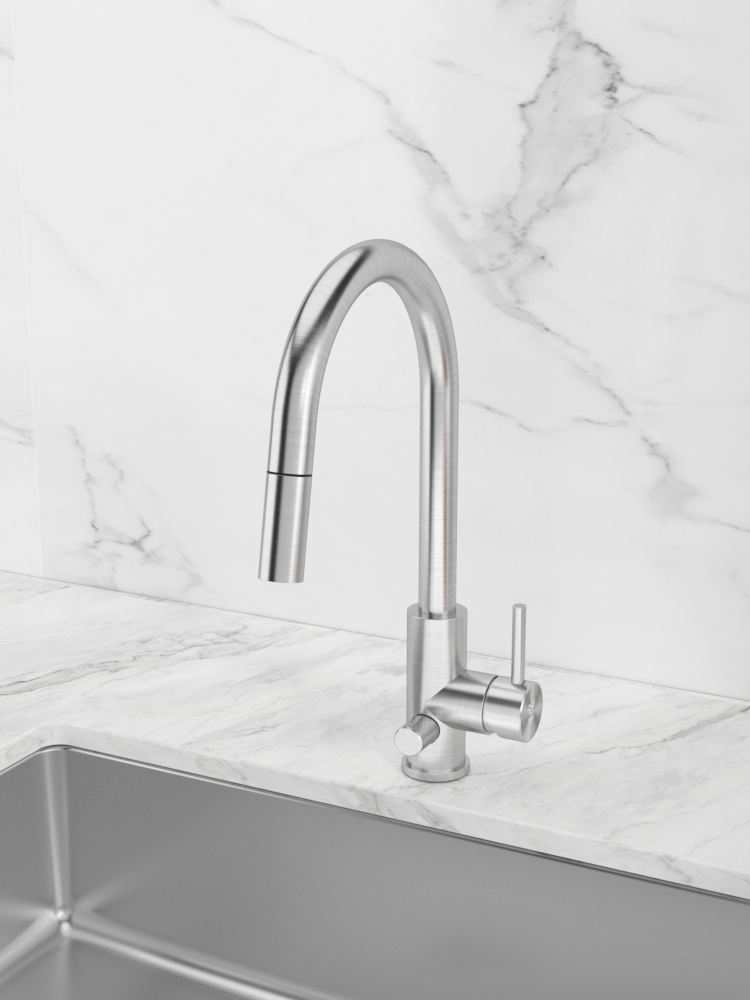 tammiholma Kitchen faucet inox q1 c-spout pull-out spray, dw, brushed