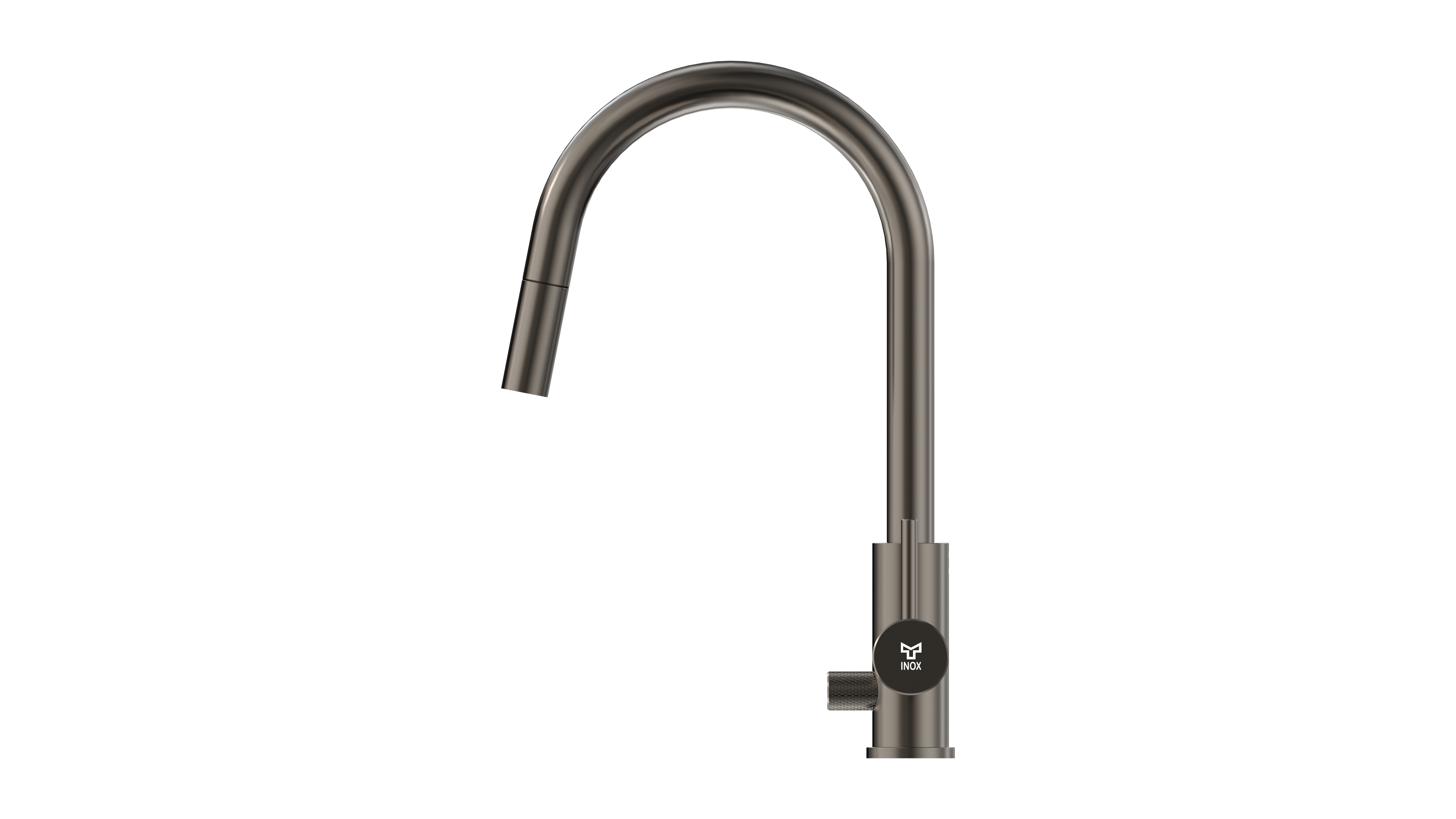 KITCHEN FAUCET INOX Q1 C-SPOUT PULL-OUT SPRAY, DW, GUN METAL