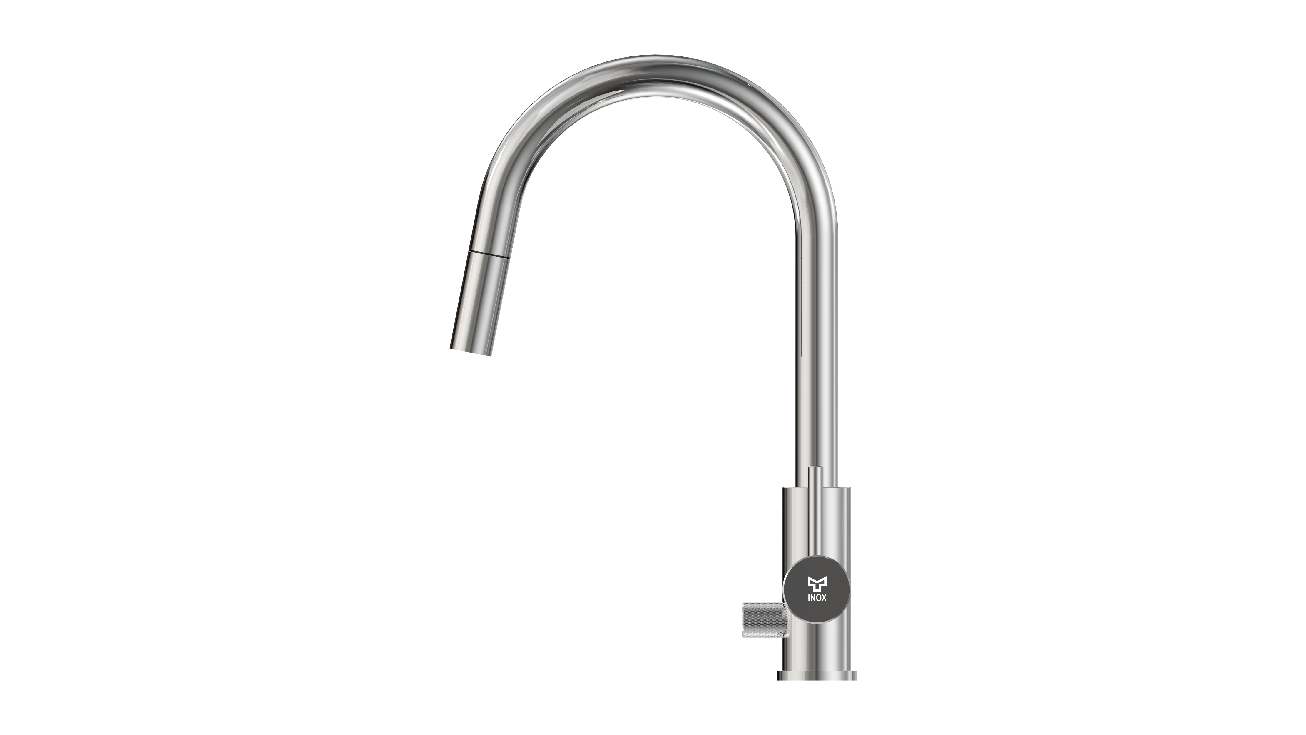 KITCHEN FAUCET INOX Q1 C-SPOUT PULL-OUT SPRAY, DW, POLISHED