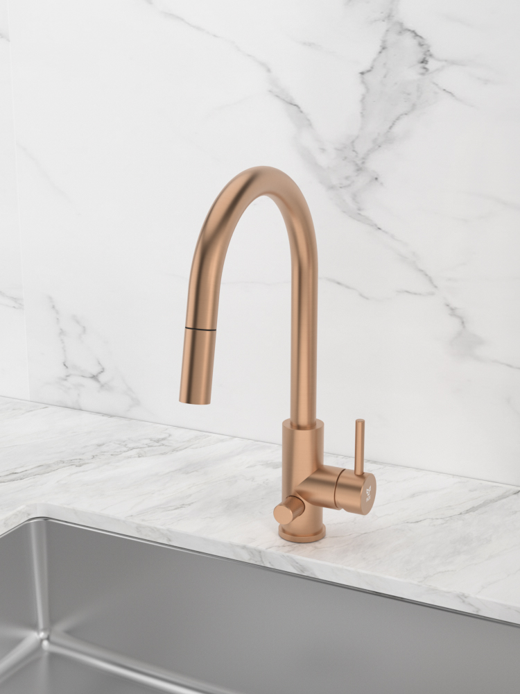 tammiholma Kitchen faucet inox q1 c-spout pull-out spray, dw, rose gold
