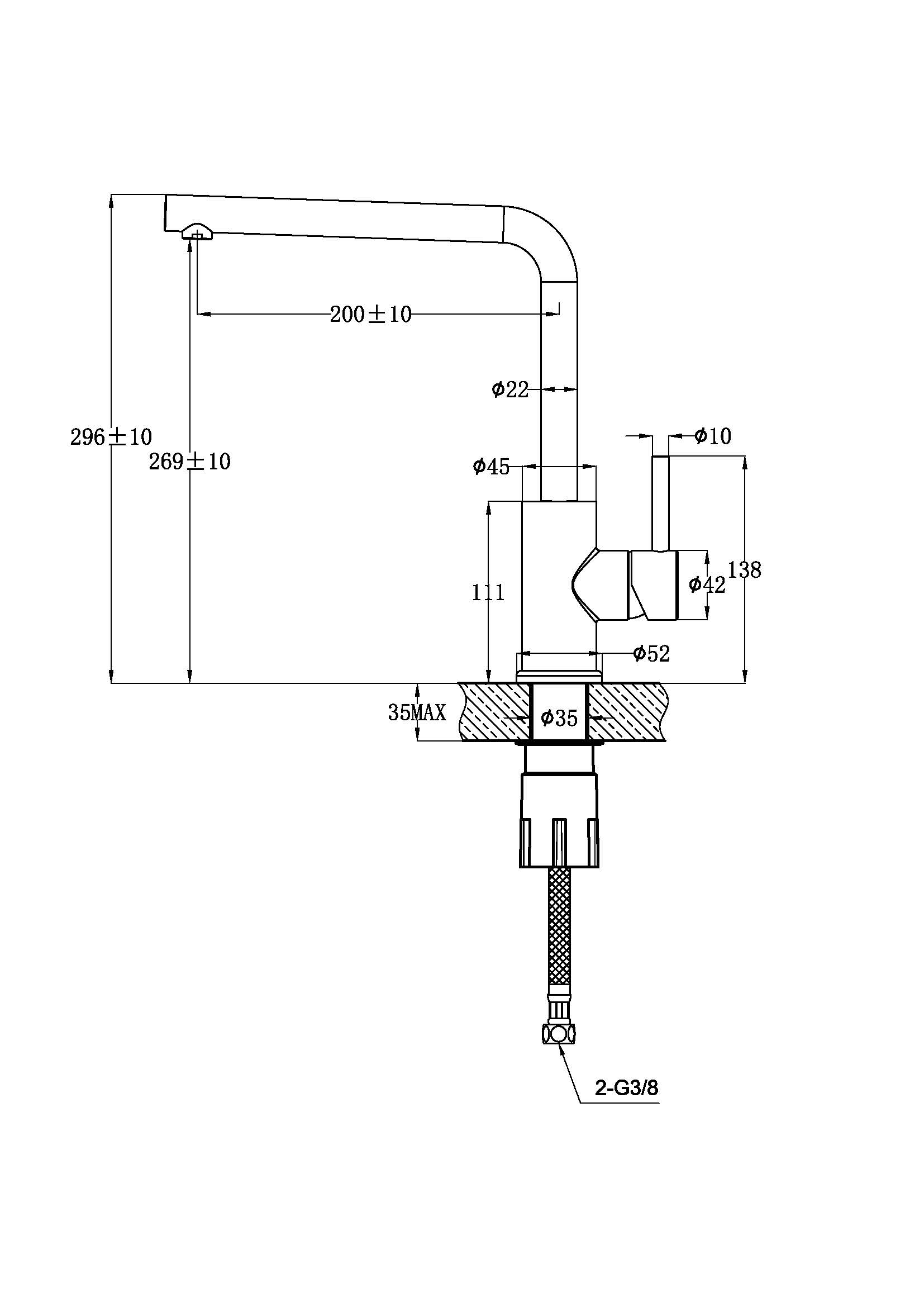 tammiholma Kitchen faucet inox q1 l-spout brushed