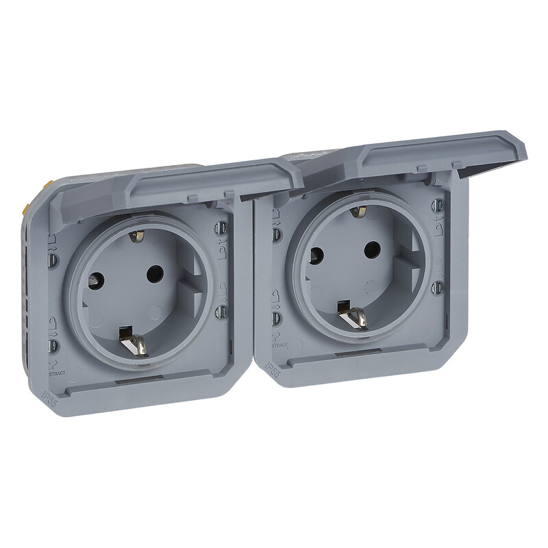SOCKET-OUTLET PLEXO 2G GERM SKT HOR GREY MECH