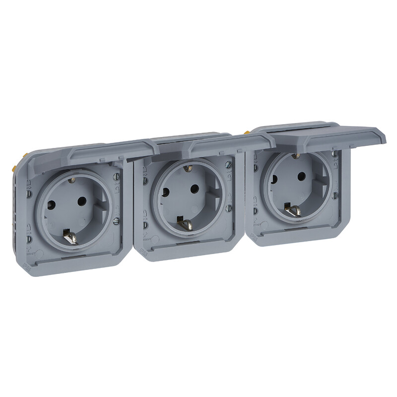 SOCKET-OUTLET PLEXO 3G GERM SKT HOR GREY MECH