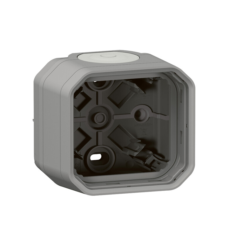 SURFACE MOUNT ENCLOS PLEXO 1G BOX 2XGLANDS 1ENTRY GREY
