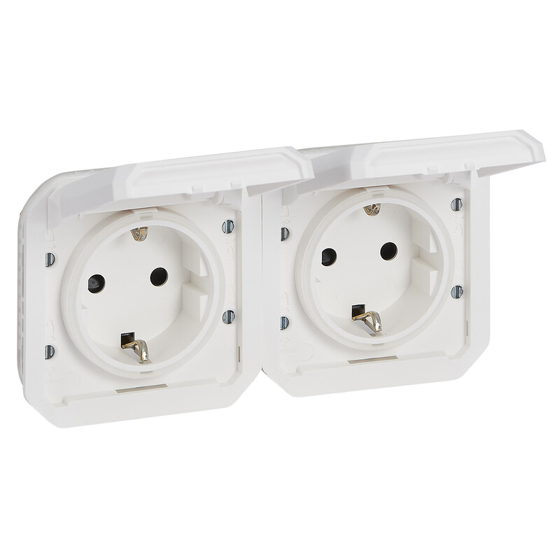 SOCKET-OUTLET PLEXO 2G GERM SKT HOR WHITE MECH