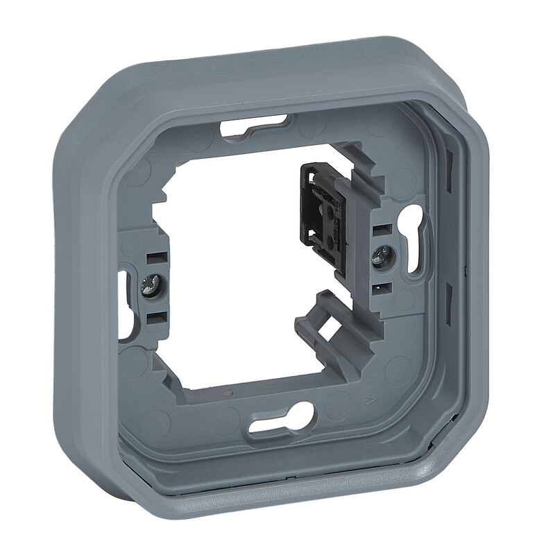 COVER PLATE PLEXO SUPPORT FRAME W/CLAW 1G GREY
